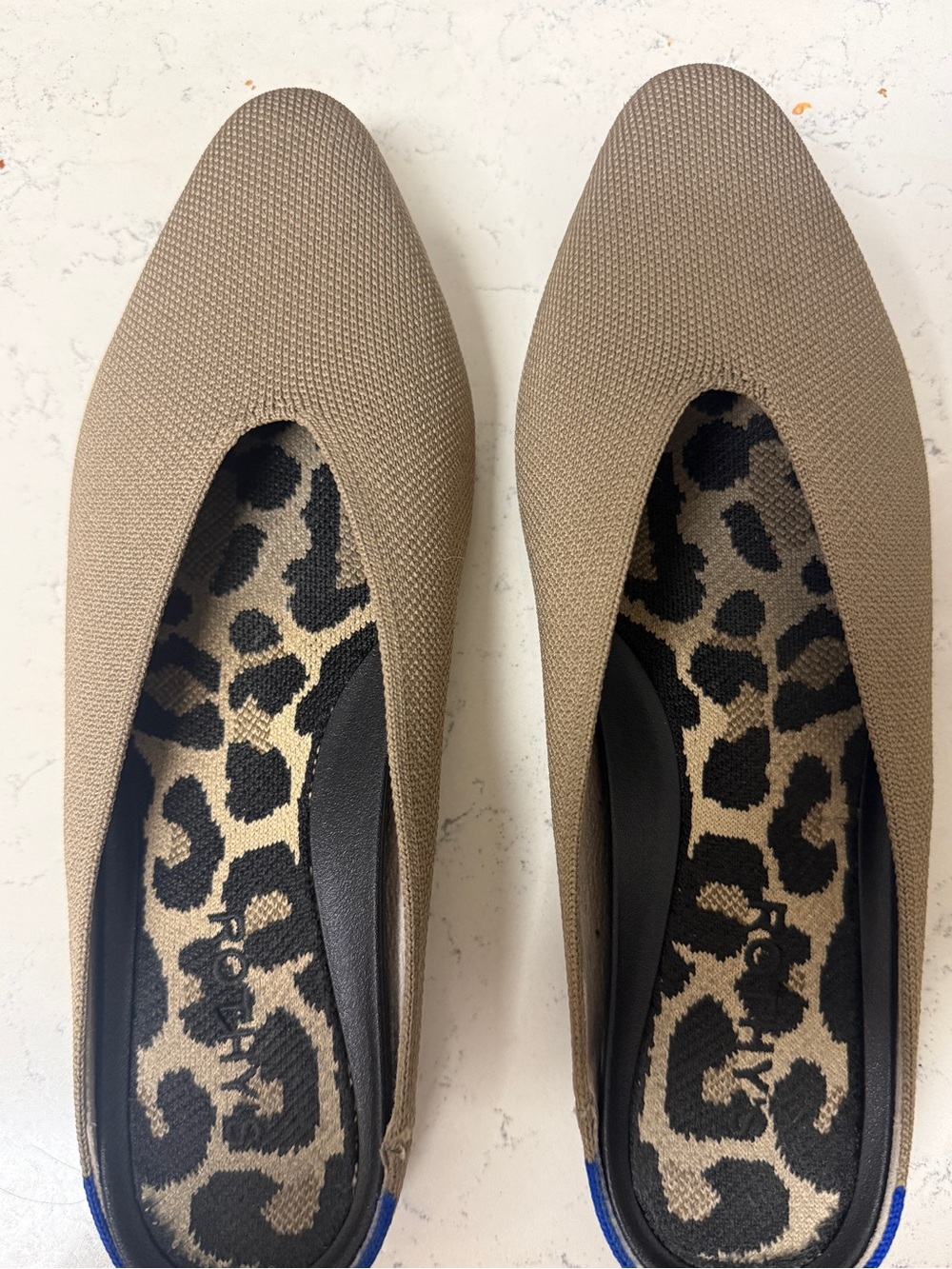 Rothy's Olive Knit Slip-On Mules with Leopard Insole